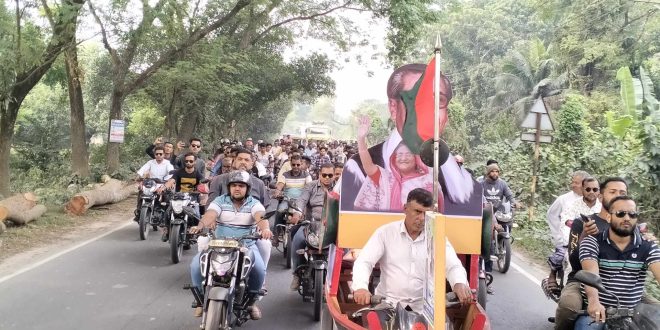 ১০ নং হরিশংকরপুর ইউপি চেয়ারম্যানের মোটরসাইকেল শোভাযাত্রা