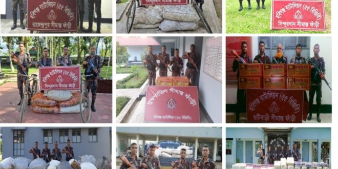 বিজিবি’র অভিযানে ১ কোটি ৭৮ লাখ টাকার চোরাচালানি পণ্য জব্দ